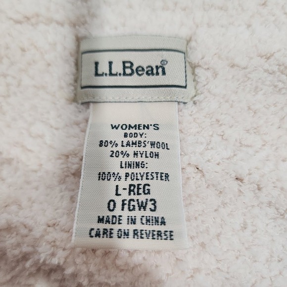 LL Bean Sweater Jacket Lambs Wool Blend Rosey Pink Sherpa Lined Full Zip Large‎ - Picture 7 of 9